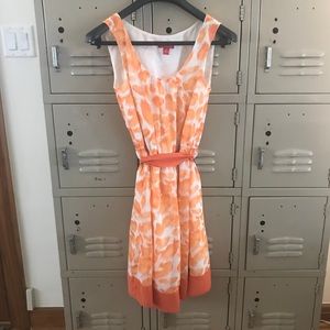Orange and white dress with tie